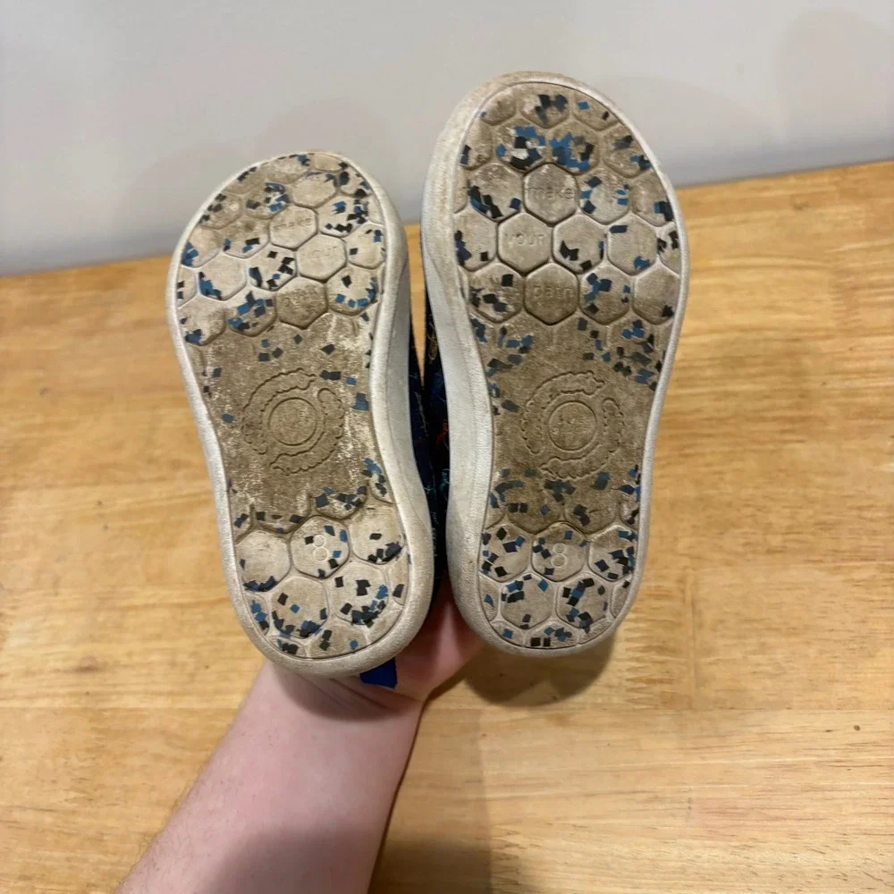 Livie & Luca Stick Figure Canvas Slip On Sneakers Kids Navy Blue‎ size 8 Toddler